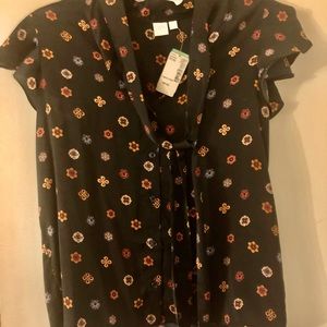 Simons Twik Ruffle-sleeve tie neck blouse